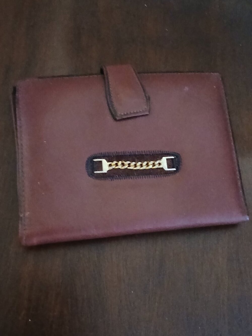 Vintage Princess Gardner Leather Wallet w/Gold Chain Detail